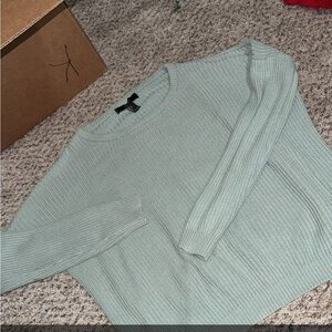 Light Sage Rib Knit Women's Sweater